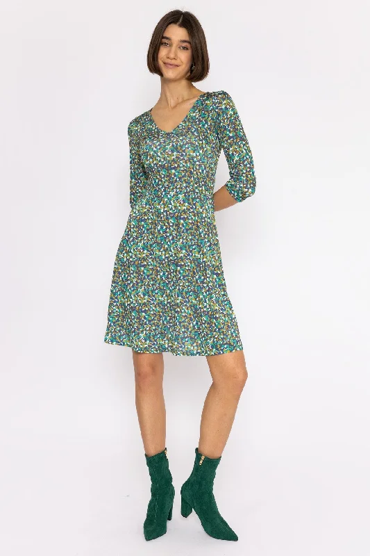 Deirdre Dress in Teal Print