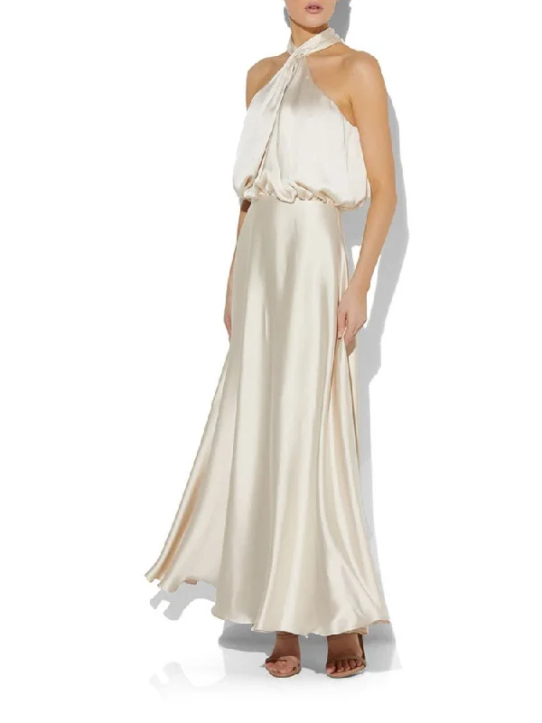 India Champagne Halter Gown