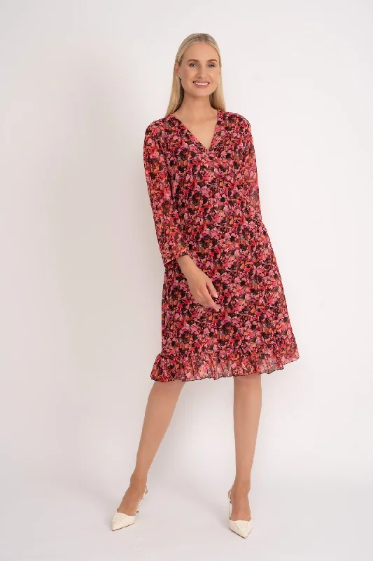 Pink Roisin 3/4 Length Sleeve Knee Length Dress