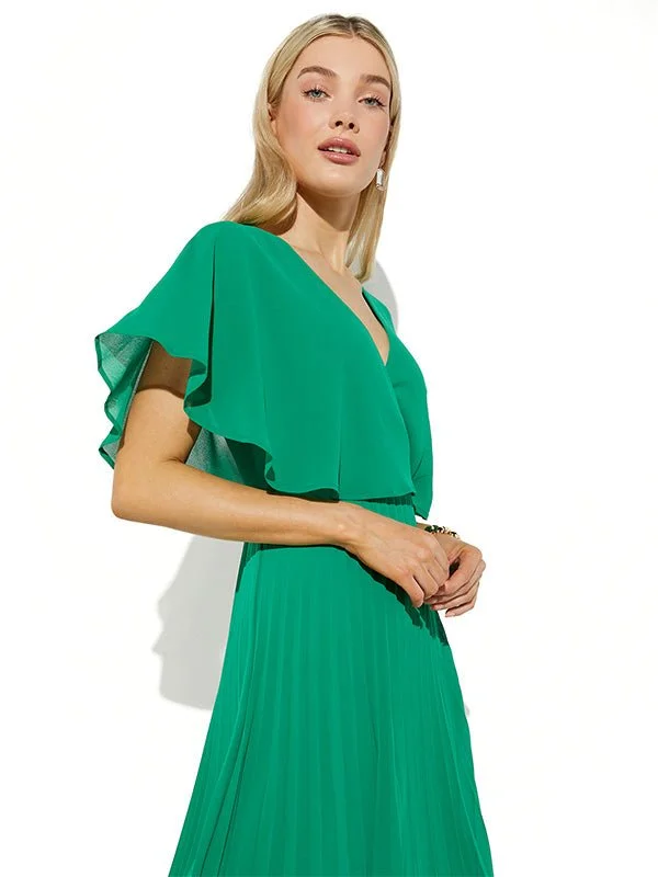 Solana Emerald Pleated Dress