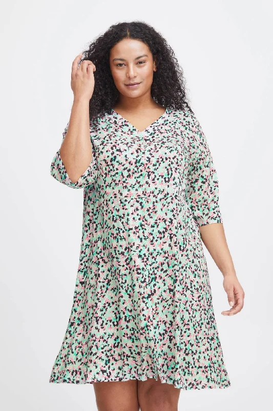 Viscose Dress in Green Print