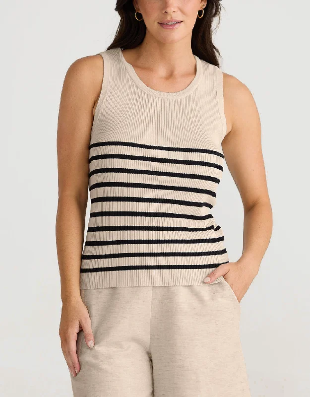 Amba Stripe Tank - Ecru/Black