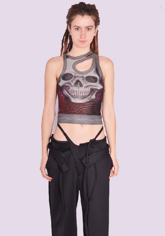 OTTOLINGER 0103001 SKULL PRINT MESH TANK TOP