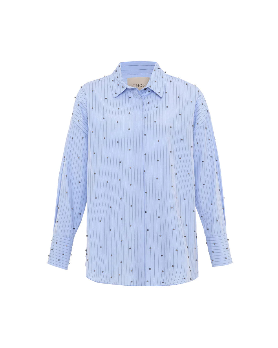 THEO Echo Pearly Shirt Sky Blue/Gunmetal