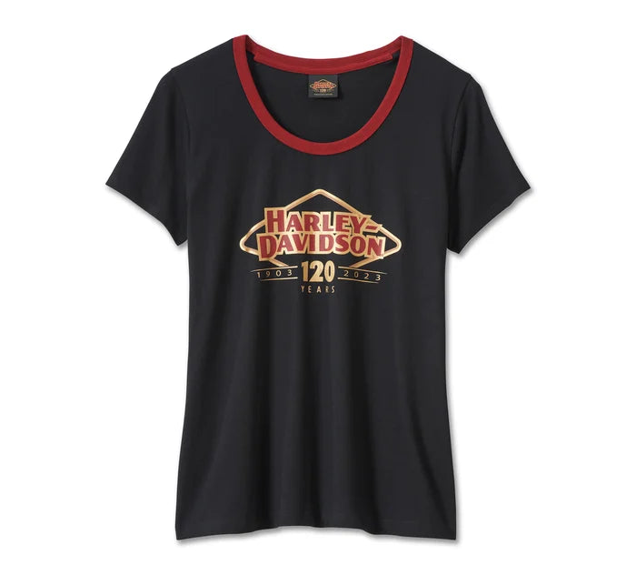 Women's 120th Anniversary Speedbird Diamond Scoopneck Tee - Black Beauty - 96694-23VW