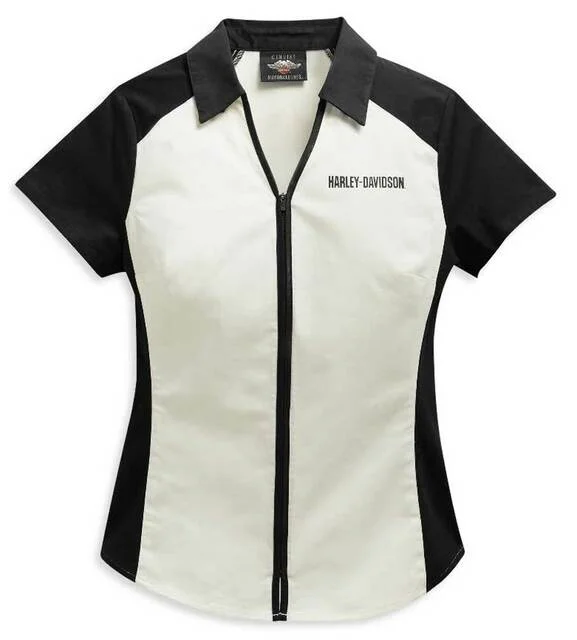 Harley-Davidson® Womens Colorblocked Bar & Shield Logo Zip Front Shirt - 96136-21VW