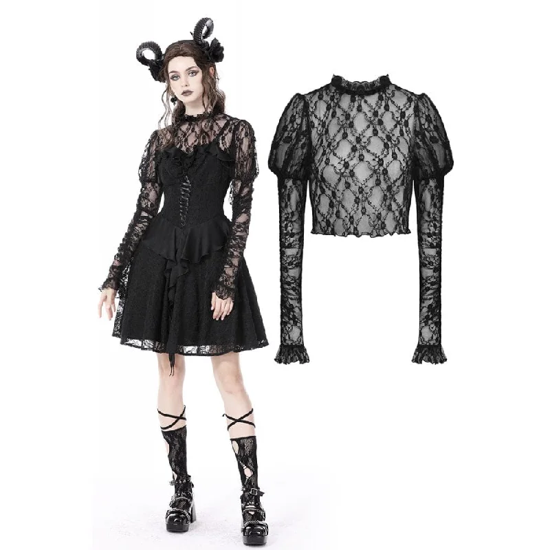 Women's Gothic Puff Sleeved Lace Top