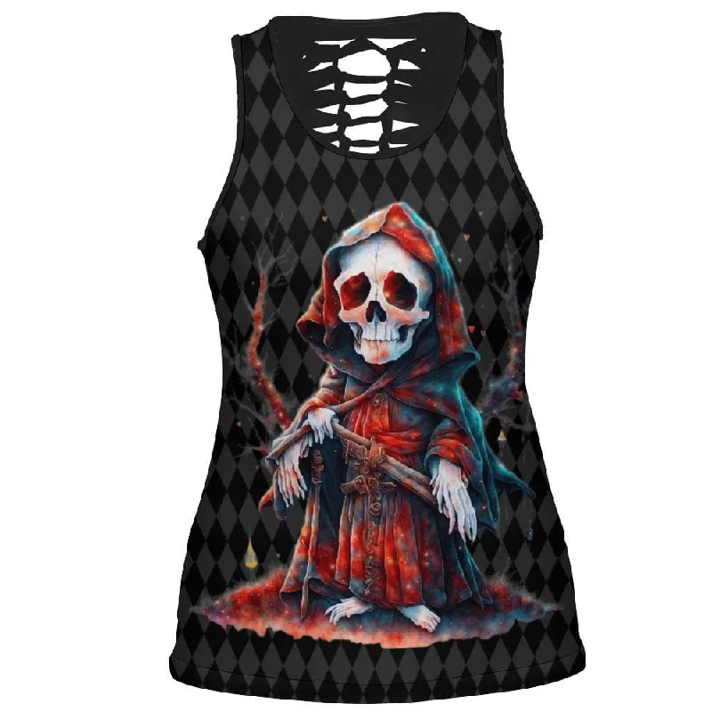 Women's Gothic Skull Hollow Out Back Tank Top