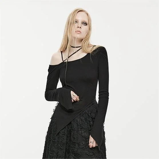 Women's Punk Slash Shoulder Irregular Shirt