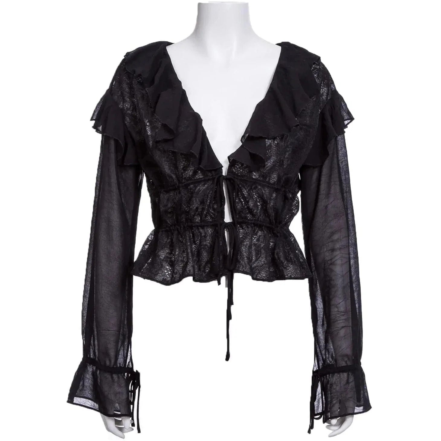 Women's Gothic Plunging Ruffled Lace Shirt