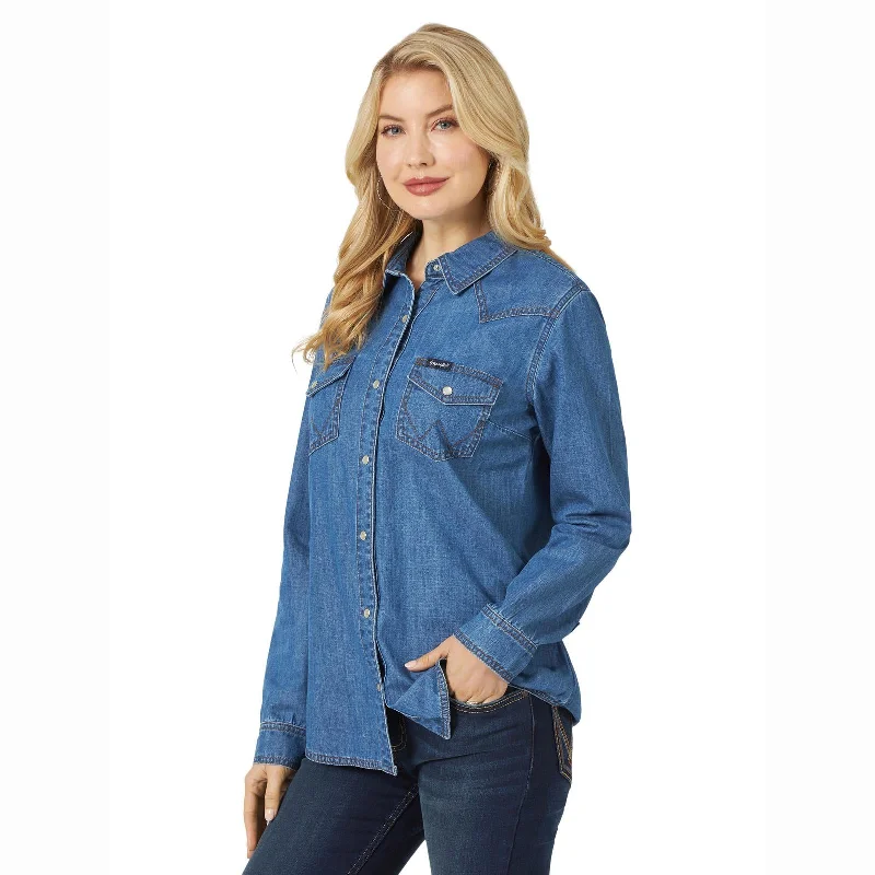 Wrangler Denim Western Snap Shirt