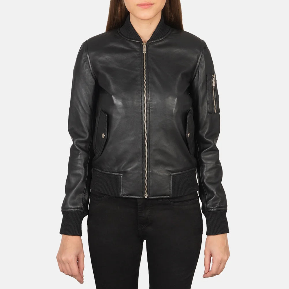 Aurorae Leather Bomber Jacket for Women | Order Now