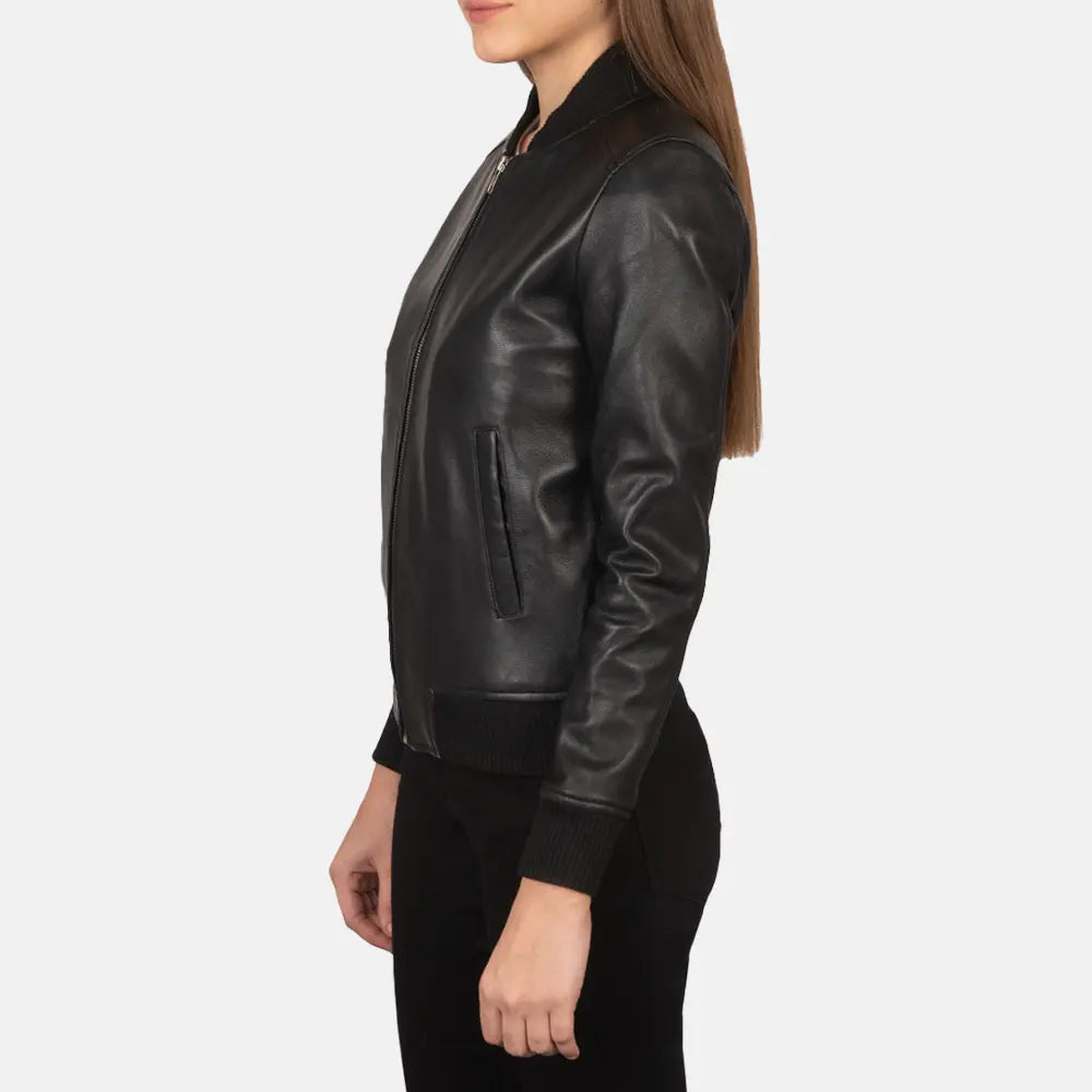 Elara Leather Bomber Jacket for Women | Order Now