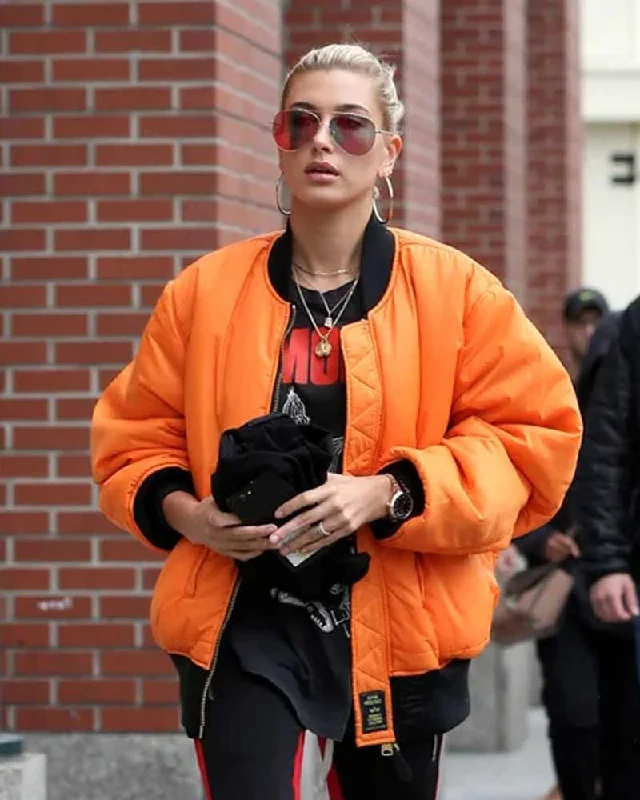 Hailey Baldwin Orange Jacket