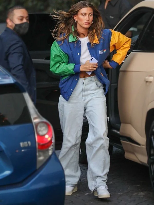 Hailey Bieber Benetton Formula 1 Bomber Jacket