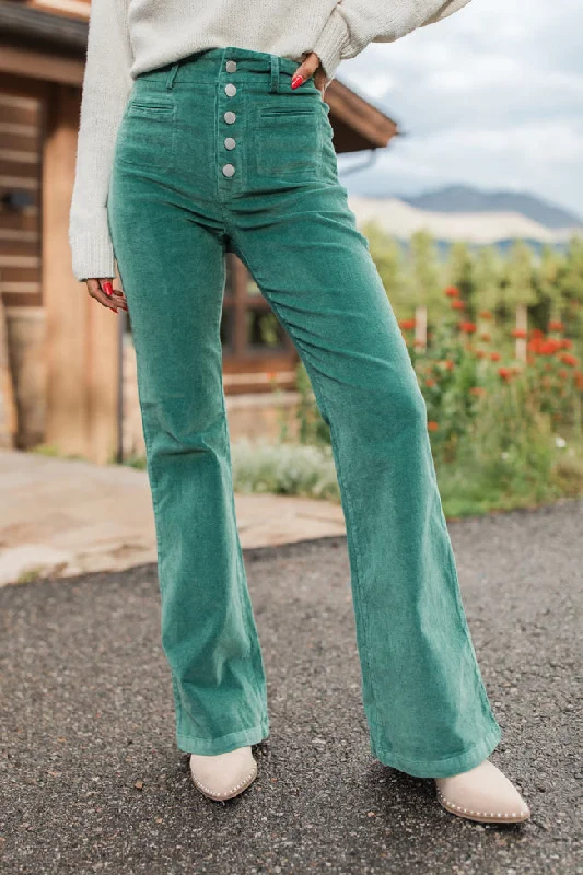 I Can't Forget Green Button Fly Corduroy Pants