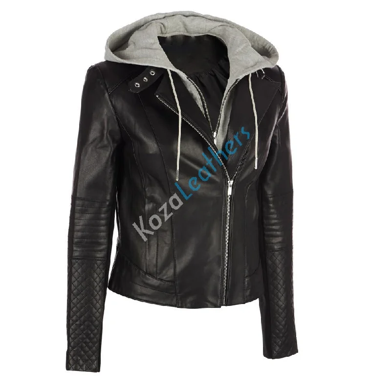 Koza Leathers Women's Real Lambskin Leather Bomber Jacket KW146