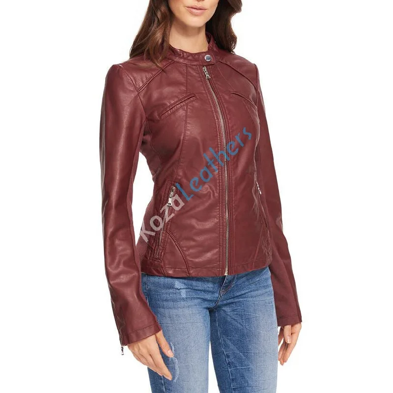 Koza Leathers Women's Real Lambskin Leather Bomber Jacket KW171