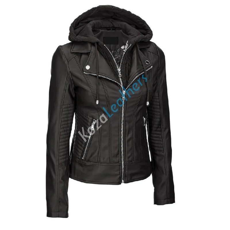 Koza Leathers Women's Real Lambskin Leather Bomber Jacket KW185