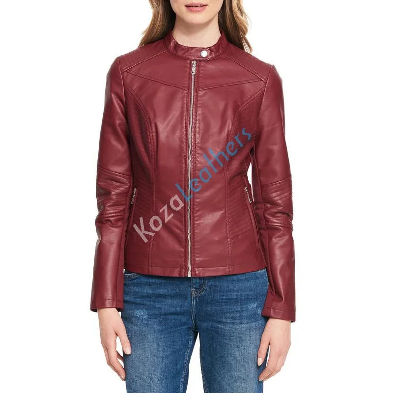 Koza Leathers Women's Real Lambskin Leather Bomber Jacket KW172