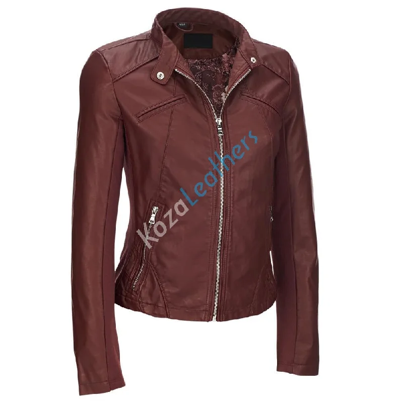 Koza Leathers Women's Real Lambskin Leather Bomber Jacket KW173