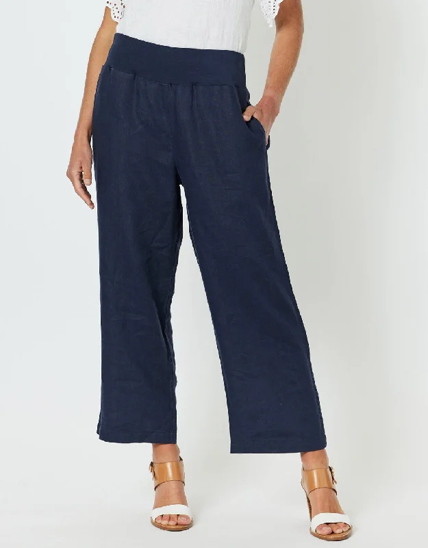 Lara Wide Leg Pants - Navy