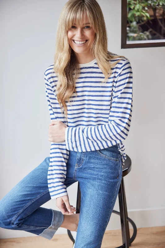 Long Weekend Top - White/Regatta Blue Stripe