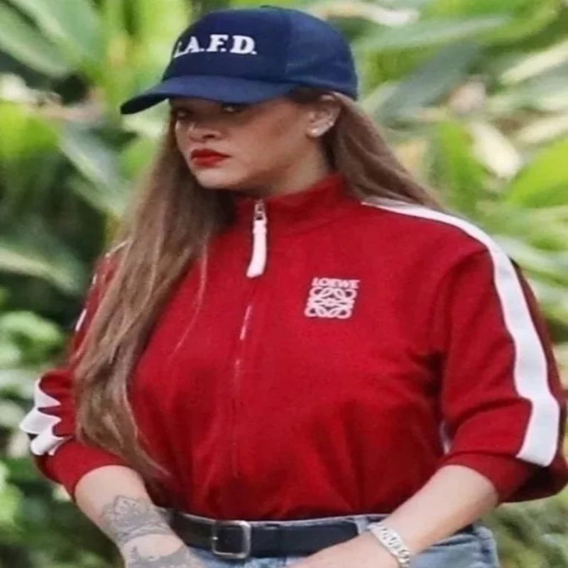 Rihanna LA Park Track Red Jacket