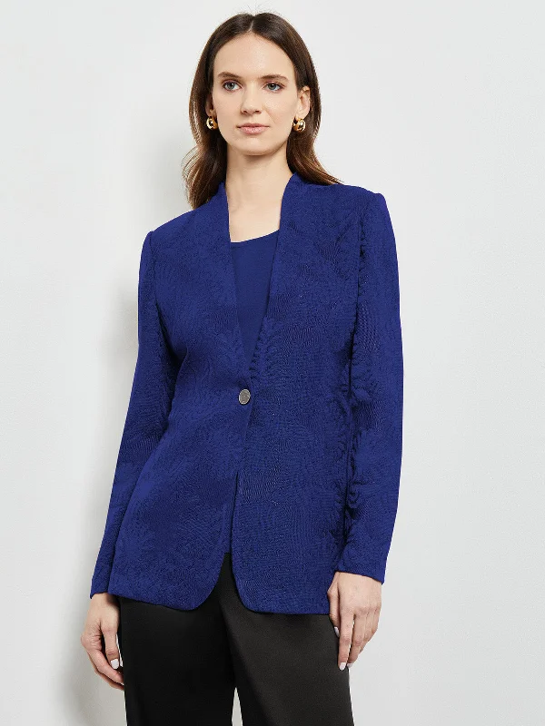 Tailored Fit One-Button Jacquard Knit Blazer