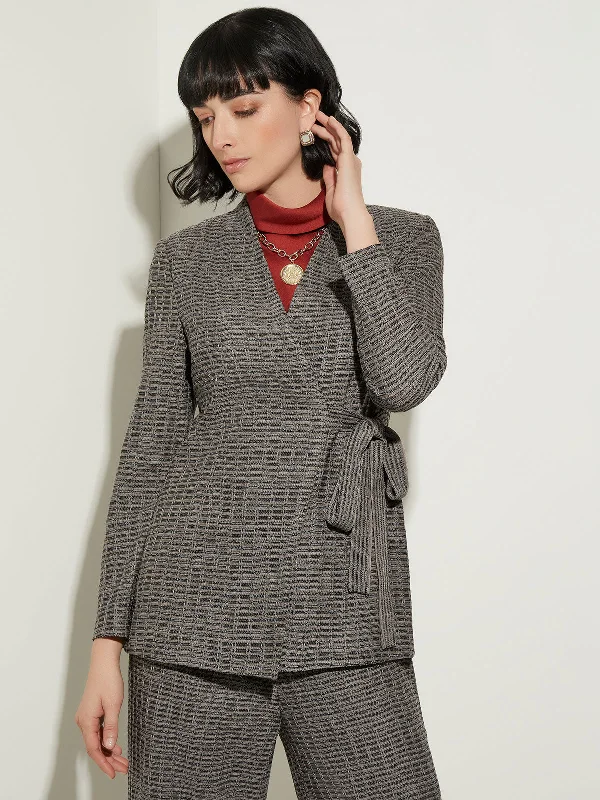 Tailored Fit Tweed Side Tie Knit Blazer