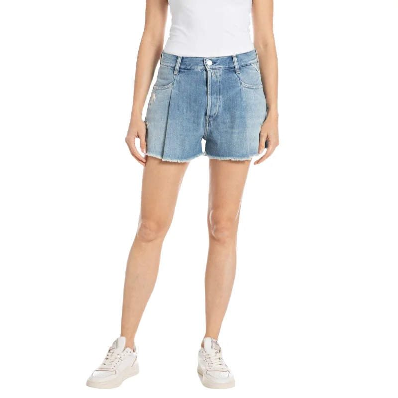 Replay Women's Denim Shorts with Pleats