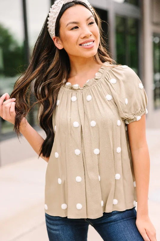 Want Your Love Light Olive Polka Dot Blouse