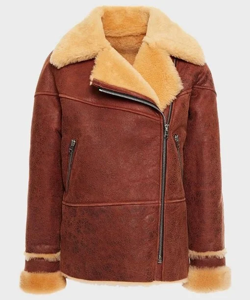 Women’s Classic Brown Soft Shearling Leather Jacket