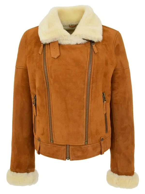 Women’s Genuine Sheepskin Shearling Leather Jacket