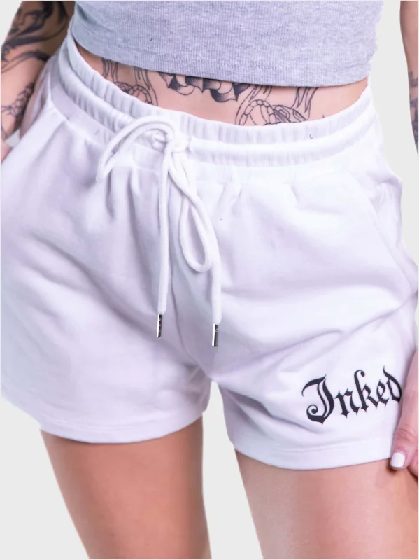 Women's Inked Logo Sweat Shorts - White