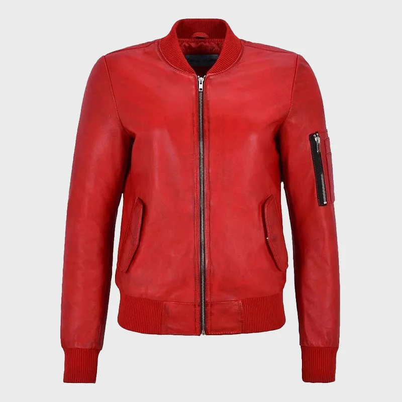 Women's Retro Pilot Casual Bomber Leather Jacket