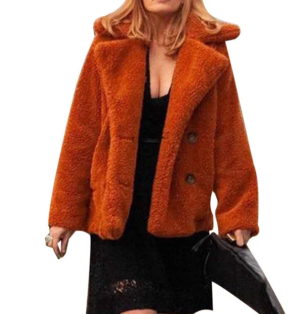 Yellow-stone Beth Orange Shearling Fur Coat