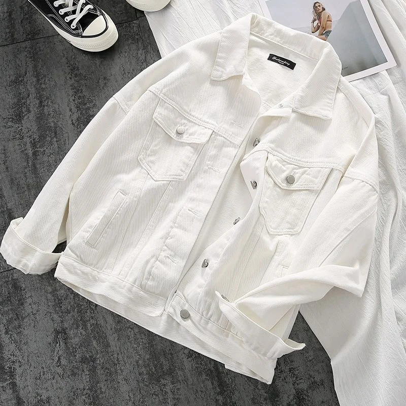 Spring And Autumn 2020 New Black And White Women's Denim Jacket Short Wild Coat Female Fashion Leisure Women's Clothing