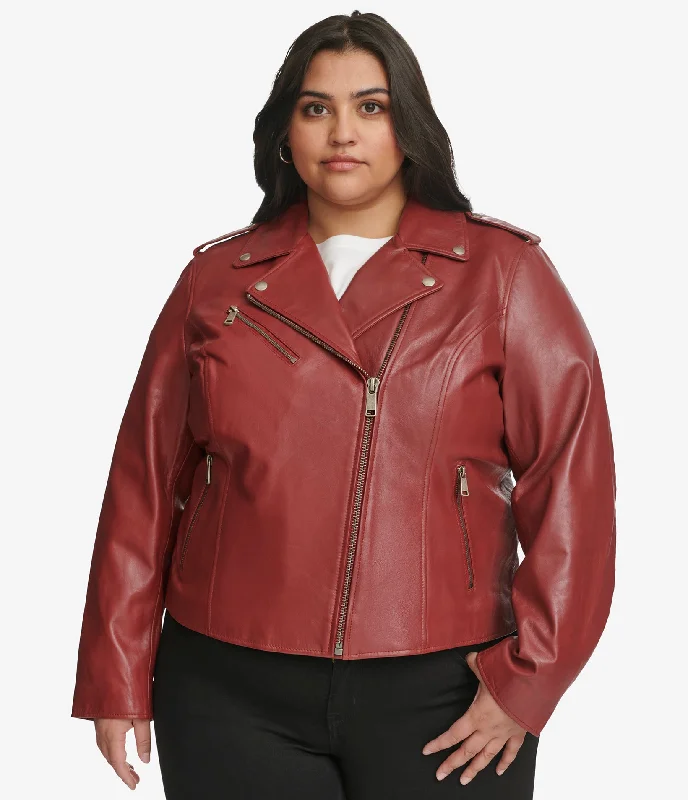 Plus Size Madeline Asymmetrical Leather Jacket