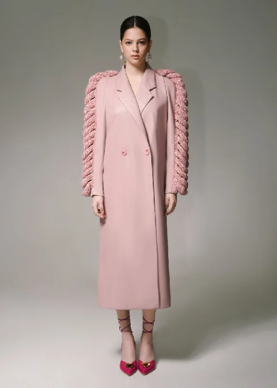 PINK KNITTED SLEEVES TRENCH