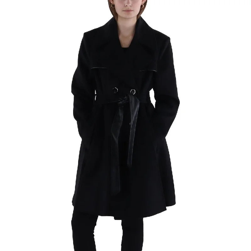 Womens Wool Double-Beasted Trench Coat