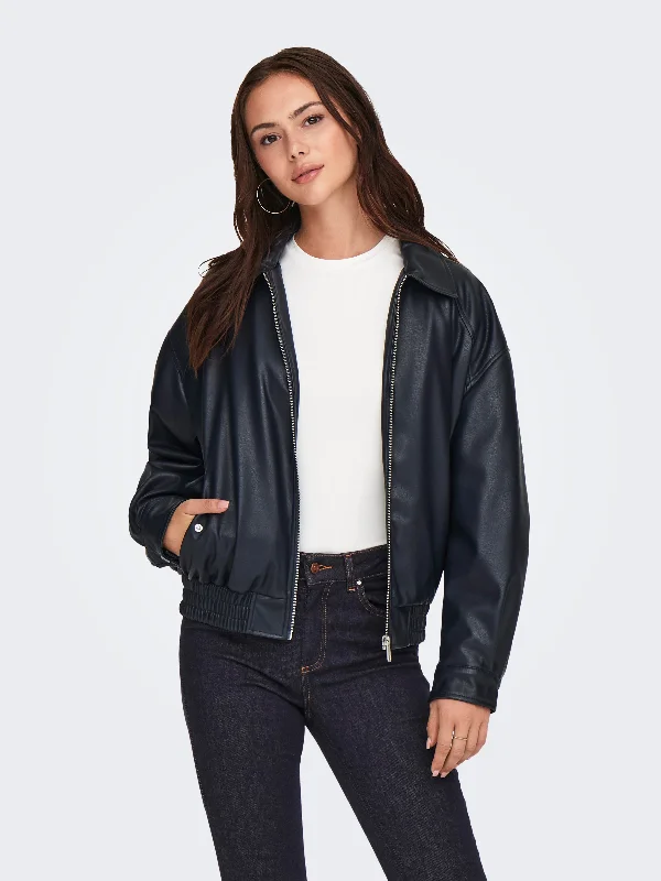 Heidi Faux Leather Bomber