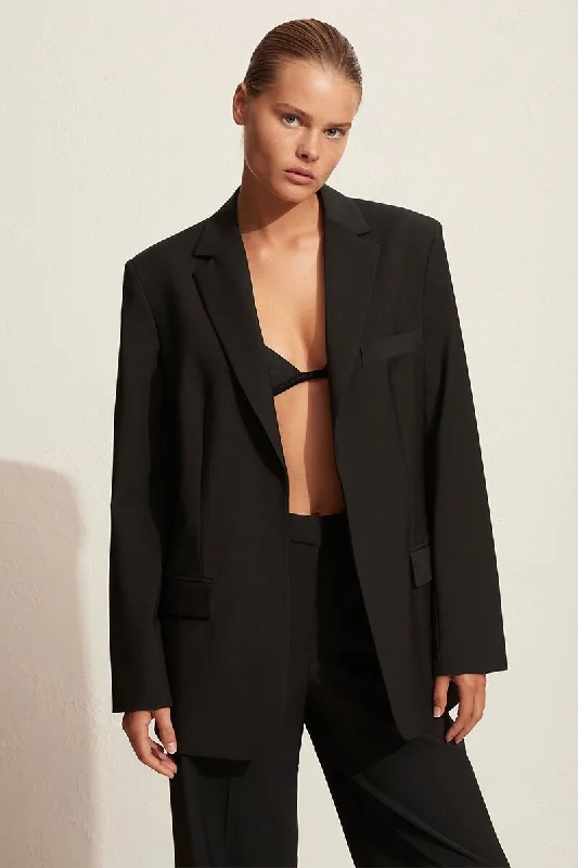 RELAXED TAILORED BLAZER-BLACK